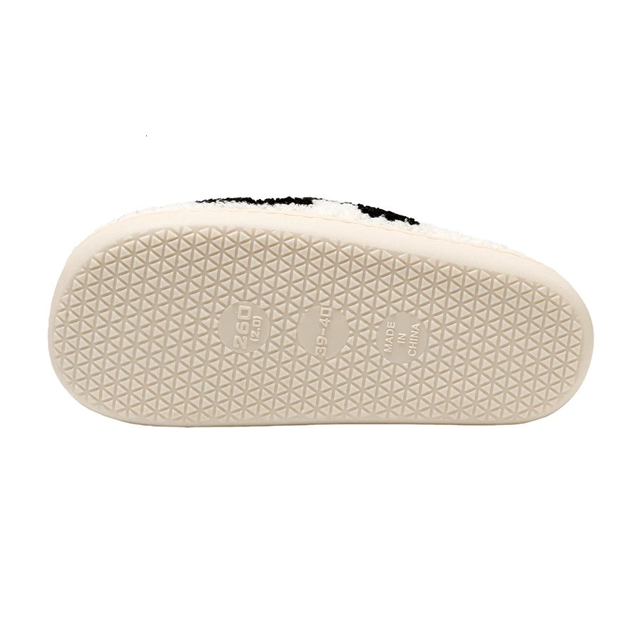 Fuzzy Slippers Fashion Checker Indoor Embroidery Houseshoes Cozy Woman Winter Fluffy House Retro Checkered Print Shoes 250318
