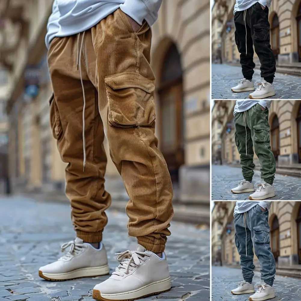 2025 Spring Autumn New Style Elastic Waist Casual Pants For Men Stretch Straight Drawstring Harem Jogging Sports Long Pants Men W250318