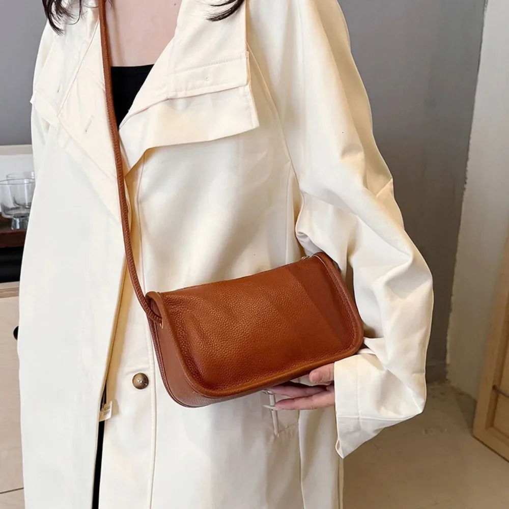 100%Real Cowhide Genuine Leather Sac Fashion Women Crossbody Bags for Ladies New High Capacity Shoulder Bag Handbag Female Purse R250318