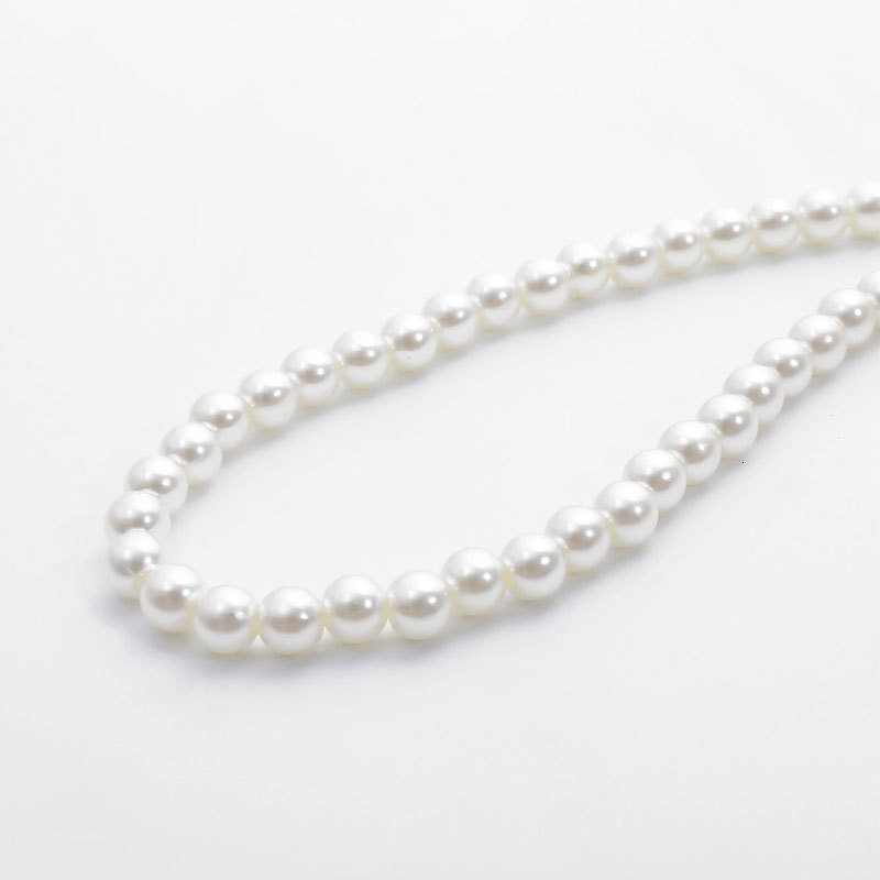 8mm Men's ABS Highlighter Imitation Pearl Necklace Simple Everything Collared Collar Chain Chain Accessories