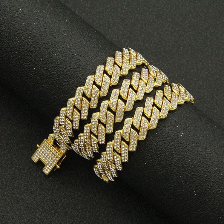 Rose Gold Iced Out Square Miami Cuban Link Chain Necklace with Micro Pave Cubic Zirconia for Men & Women - 16mm