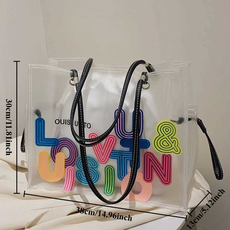 Hundreds of transparent jelly bag five large capacity 2025 new fi niche handbag shoder bag Tote bag spring and summerT250318