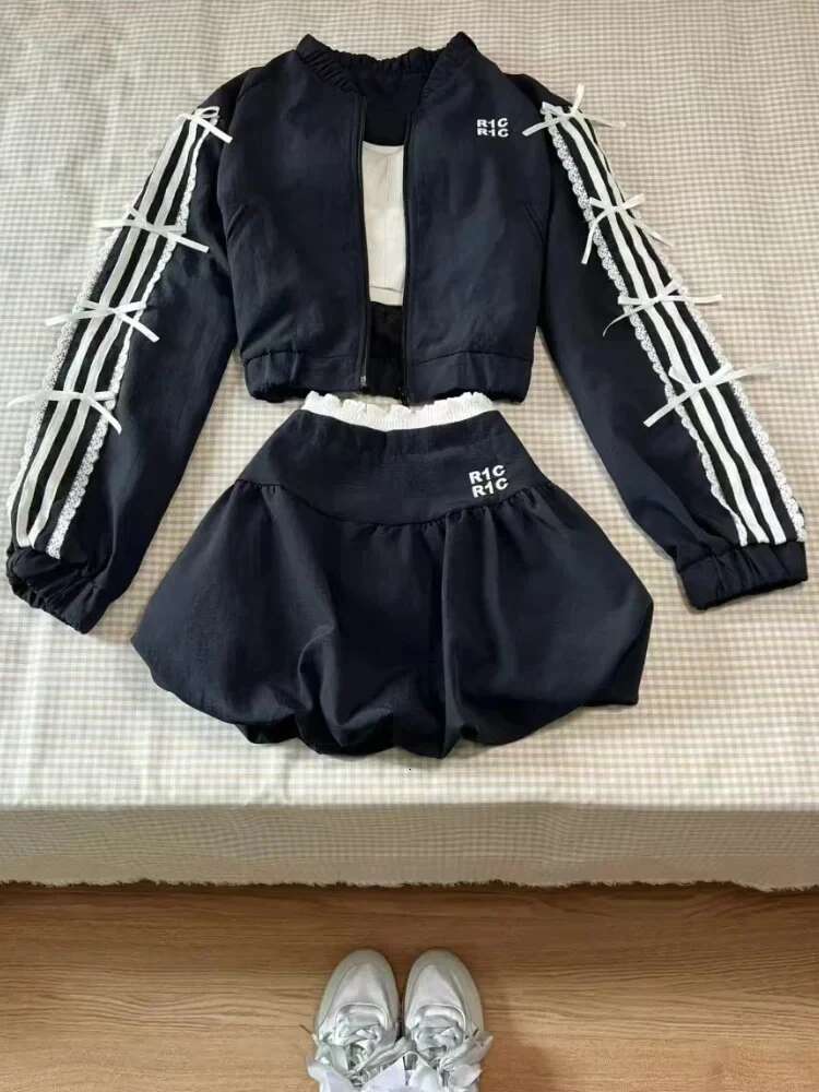 Woman New 2000S Aesthetics Elegant Two Piece Set Women Sexy Sport Wear Coat + Mini Skirt Suit Female High Street Chic Sets