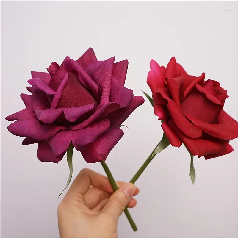 Update Decorative Flowers 10Pc Moisturizing Rose Real Touch Artificial Wedding Decor Flower Arrangement Bridal Bouquet Home Party Event