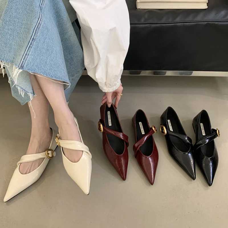 2025 Spring Vintage Wen Pointed Toe Mary Jane Shoes From Shallow Flats H Dress Shoes Soft Ballet Casual Loafers Shoes Y250317