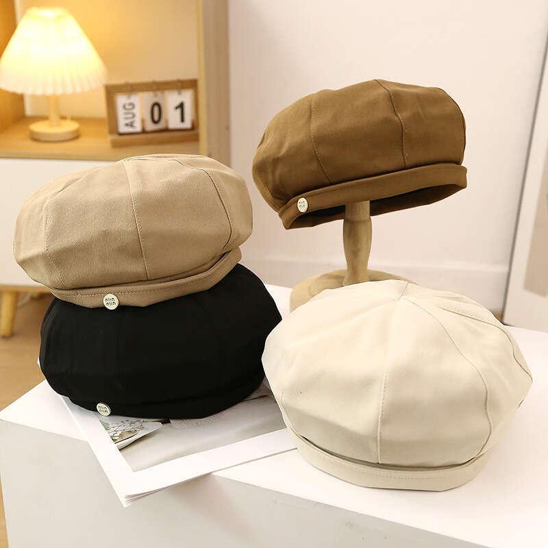 Beret Women's Spring and Autumn 2024 New Ins Painter Show Face Small Octagonal Hat Big Headcircumference