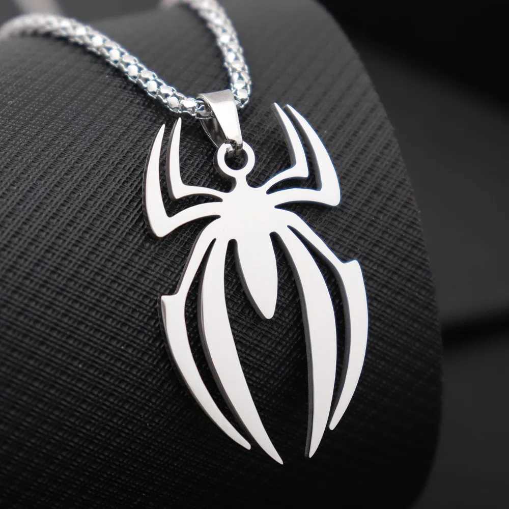 HNSP Stainless Steel Spider Pendant Chain Necklace For Men Boy Anime Jewelry Accessories W250318