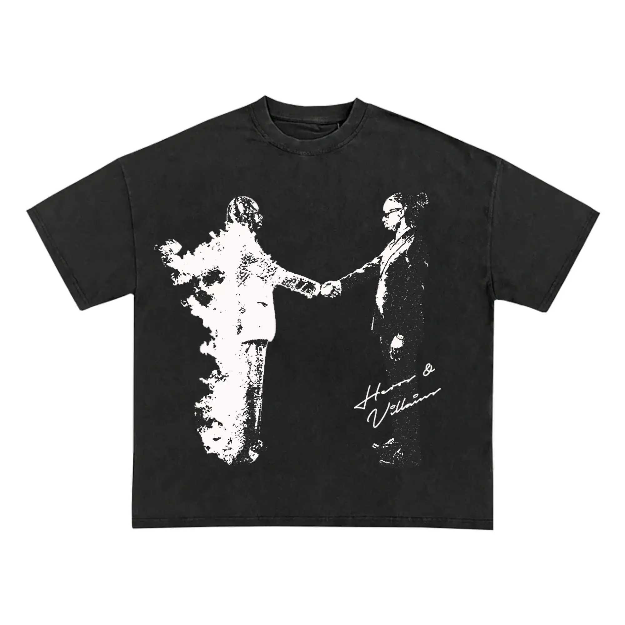 Metro Boomin Heroes Villains Retro T-shirt Mens Cotton Top Childrens Boys and Girls Fashion Street Clothing 2024 Brand CasualXJ250318