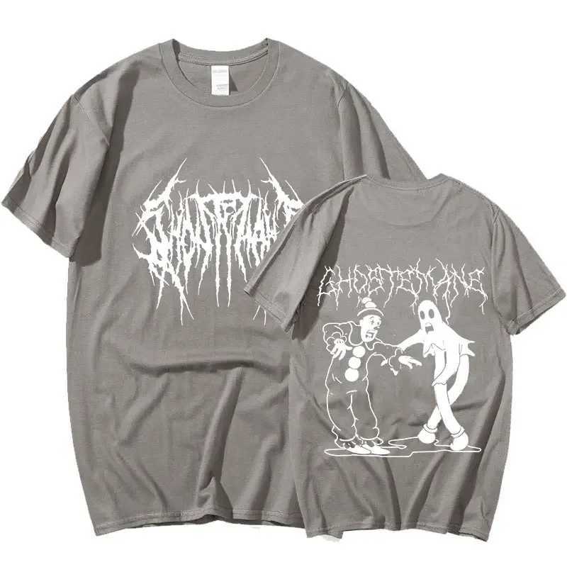 Ghostemane double-sided printed T-shirt mens 100% pure cotton fashionable hip-hop metal gothic rock T-shirt oversized loose streetwearT250318