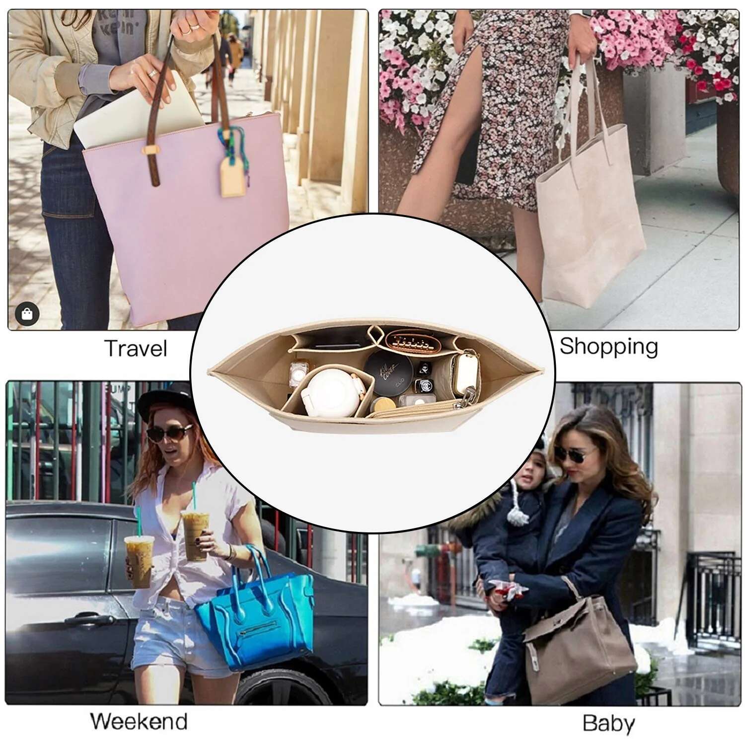 Felt Insert Ing Cosmetic Bag Fits For Handbag Support Er Organizer Makeup Pouch Small Shoulder Bags