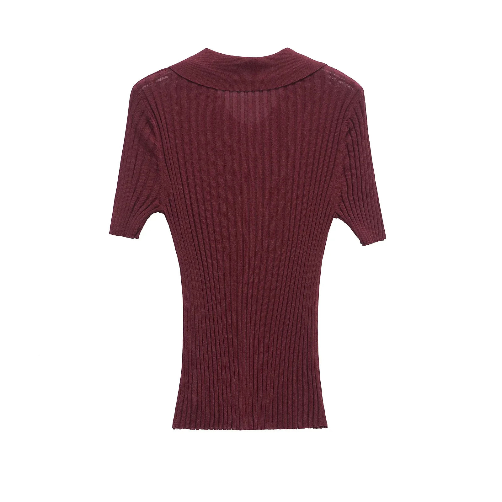 TRAFSHE Spring Summer Korean Style Knit T-shirts Womens Cropped Top Solid Polo Shirt Short Sleeve Y2k Woman Clothing 9598124 250318