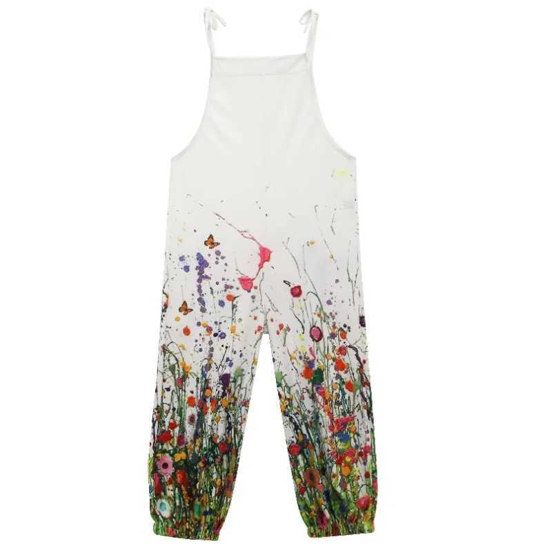 Womens pendant loose jumpsuit summer rainbow casual bohemian jumpsuit 3D printed jumpsuit sleeveless plus lace upper pants X250318