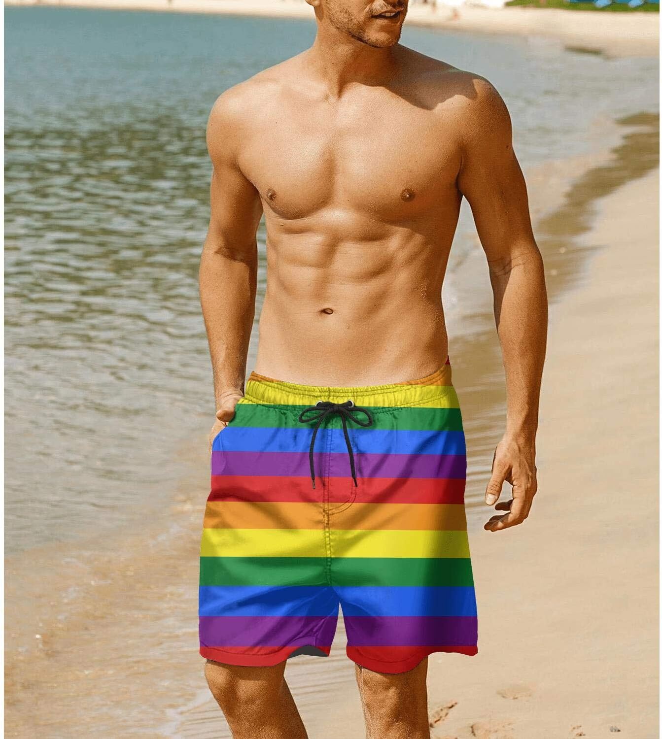 Mens Swim Trunks Short Quick-Dry Swimming Trunks Fashion Trend Turnks cool