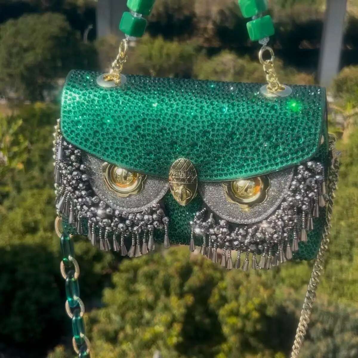 Beaded Tassel Square Women Handbag High Quality Glitter Dia Evening Wedding Party Clutch Purse Crossbody Bag
