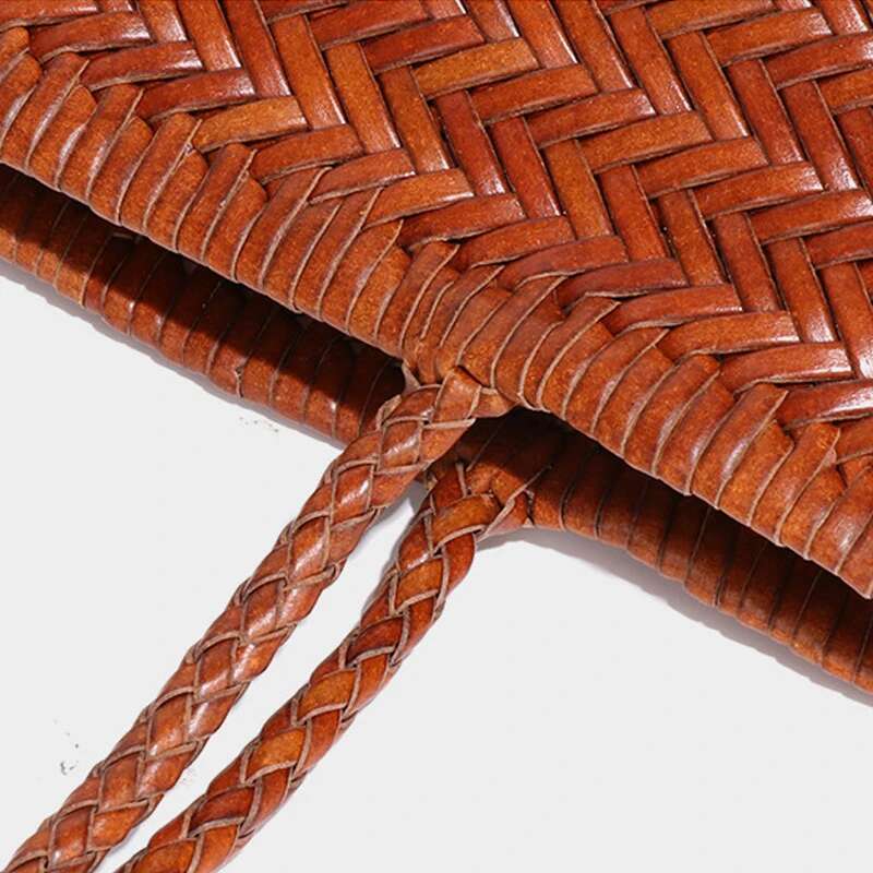 Genuine Leather Handwoven Tote Bags For Women Designer Handbags And Purses 2024 New In Cowhide With Inner Pocket Shoulder
