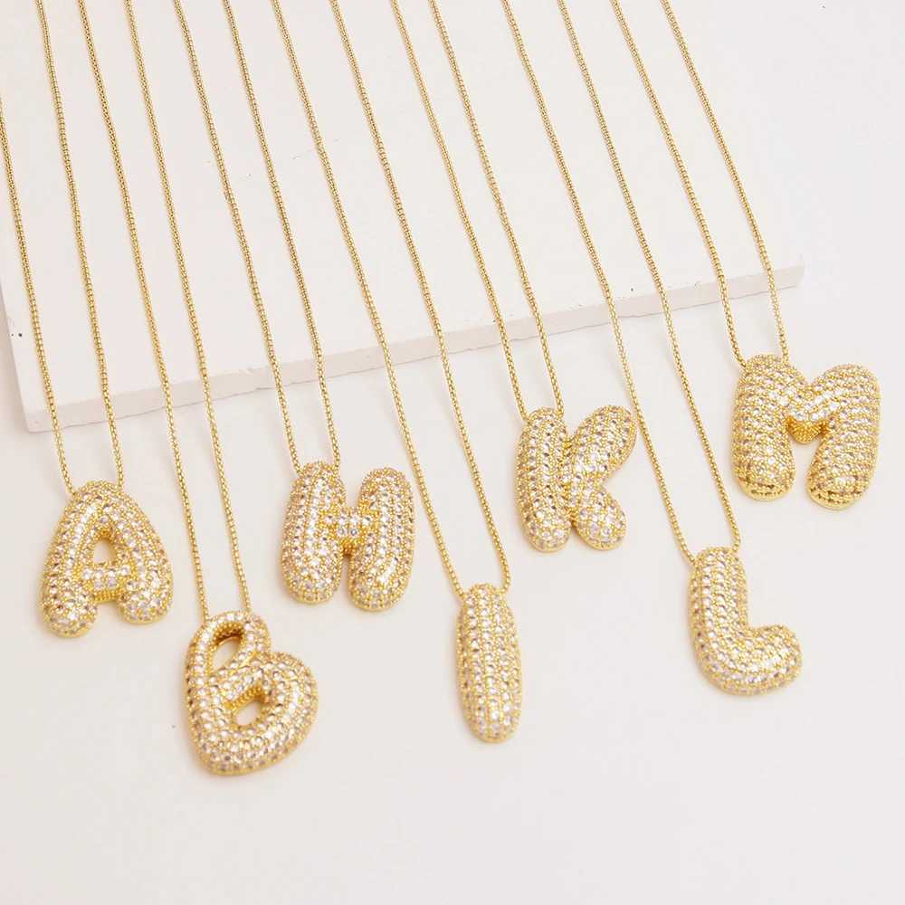 Home Charm A-Z Letter Pendant Necklace Womens Mens Necklace Stainless Steel Rope Chain Fat Letter Gold Hip Hop Ice W250318