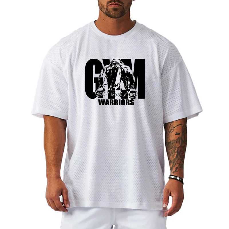 Ultra fine loose mens casual sports T-shirt gym fitness short sleeved summer mesh quick drying breathable clothingT250318