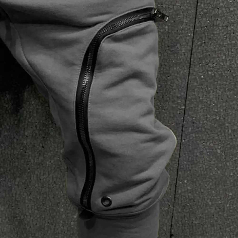 Commodity pants mens solid color drawstring casual multi zipper pocket mens harem pants W250318