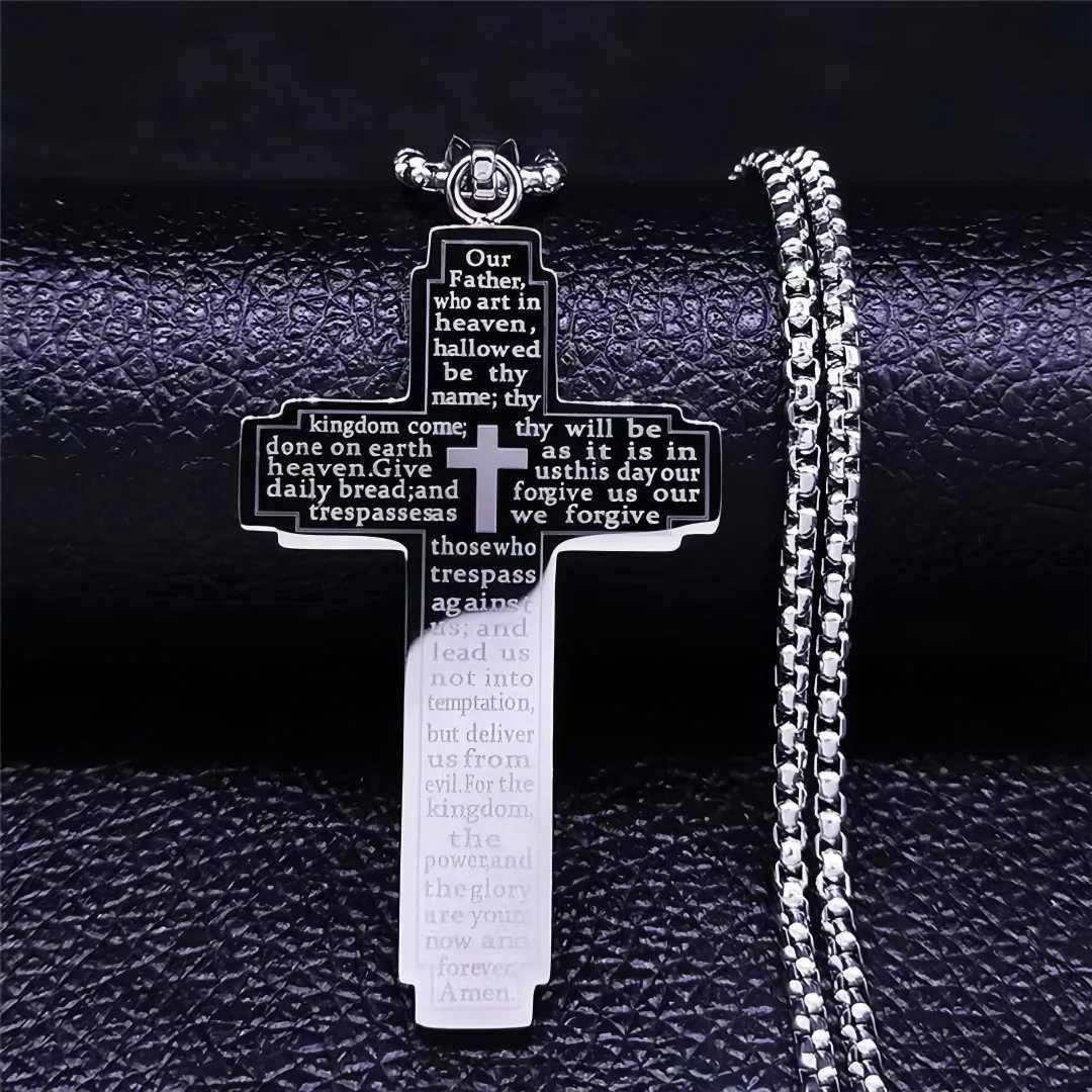 TrendMen Hiphop Rock Crucifix Cross Stainless Steel Pendant Necklace for Men and Boys Black Metal Clavik Chain Party Jewelry Gift W250318