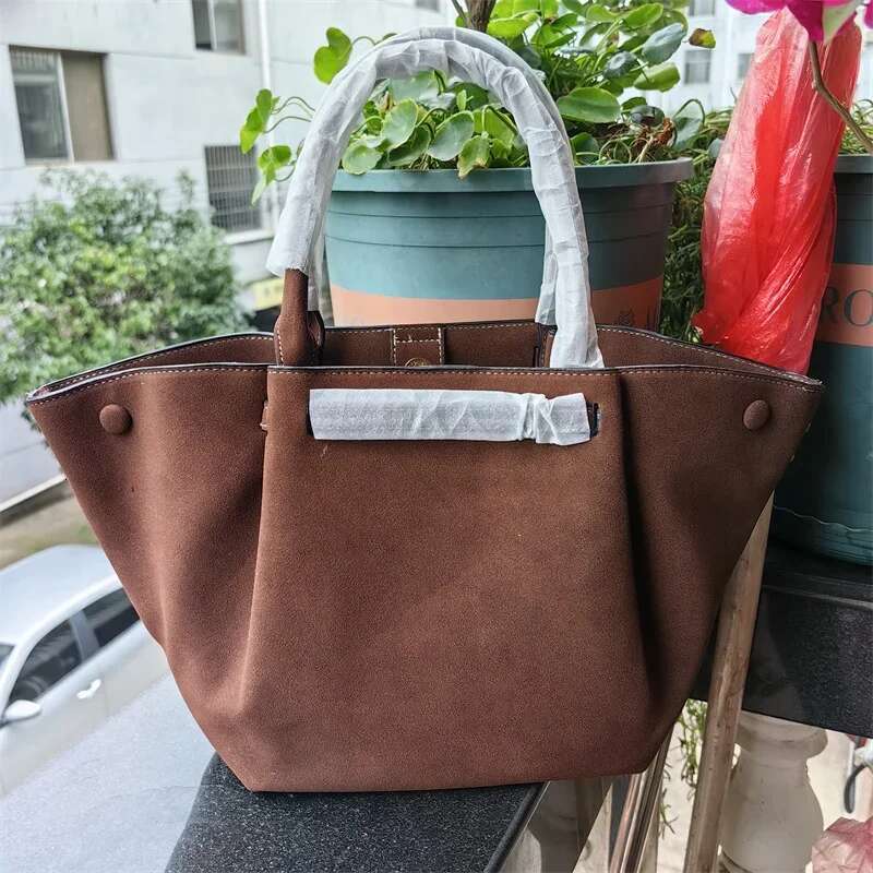 Meet You Vintage Scrub Faux Suede Handbag For Women Autumn Large Capacity Tote Pleated Leather Daily Commuter Shoulder Bag