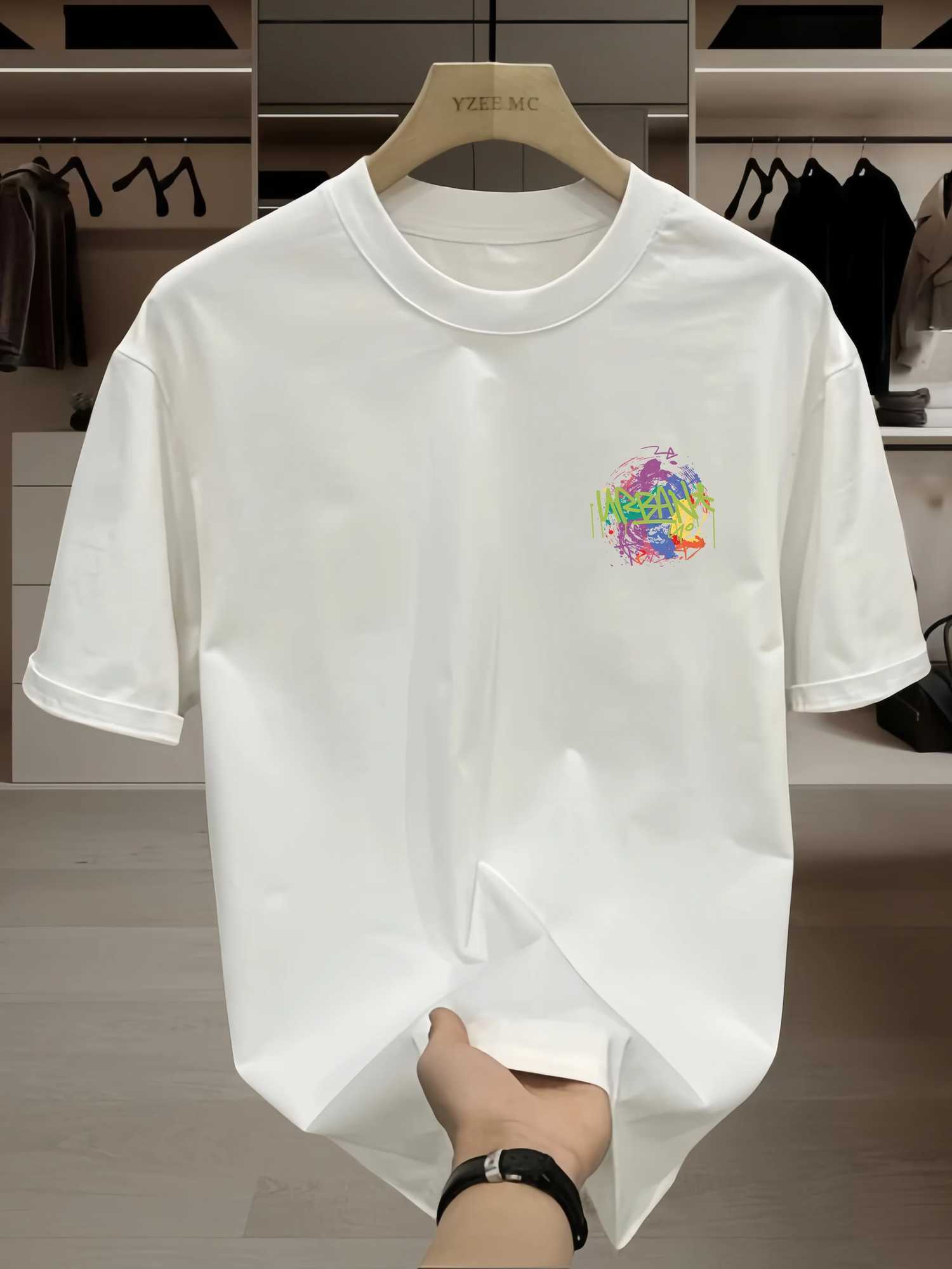 Summer Fashion Heavyweight Retro Mens English Letters 100% Cotton Printed Round Neck High-quality Casual Fitness Street T-shirtT250318