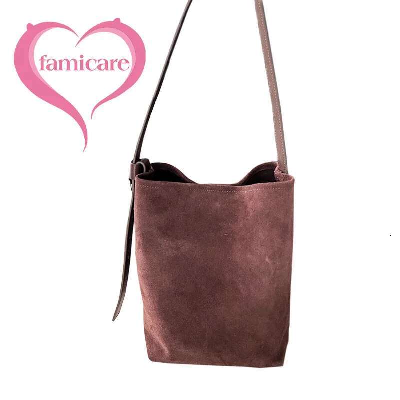2024 Newest Women Suede Female Frosted Cowhide Split Leather Bucket Shoulder Bag Lady 2Pcs Set Crossbody Messenger Wholesale