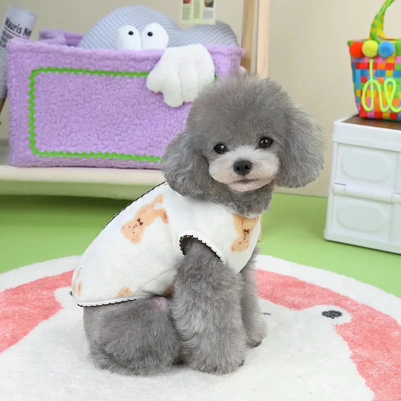 Pet clothing autumn winter small dog plush vest cute sweater warm velvet kitten puppy cardigan Chihuahua Yorkshire 250318