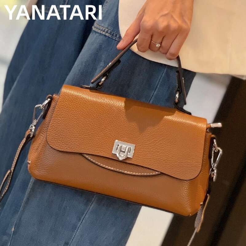 handbags female crossbody bags Vintage Genuine leather one piece shoulder small square for women cowhide Blue bag