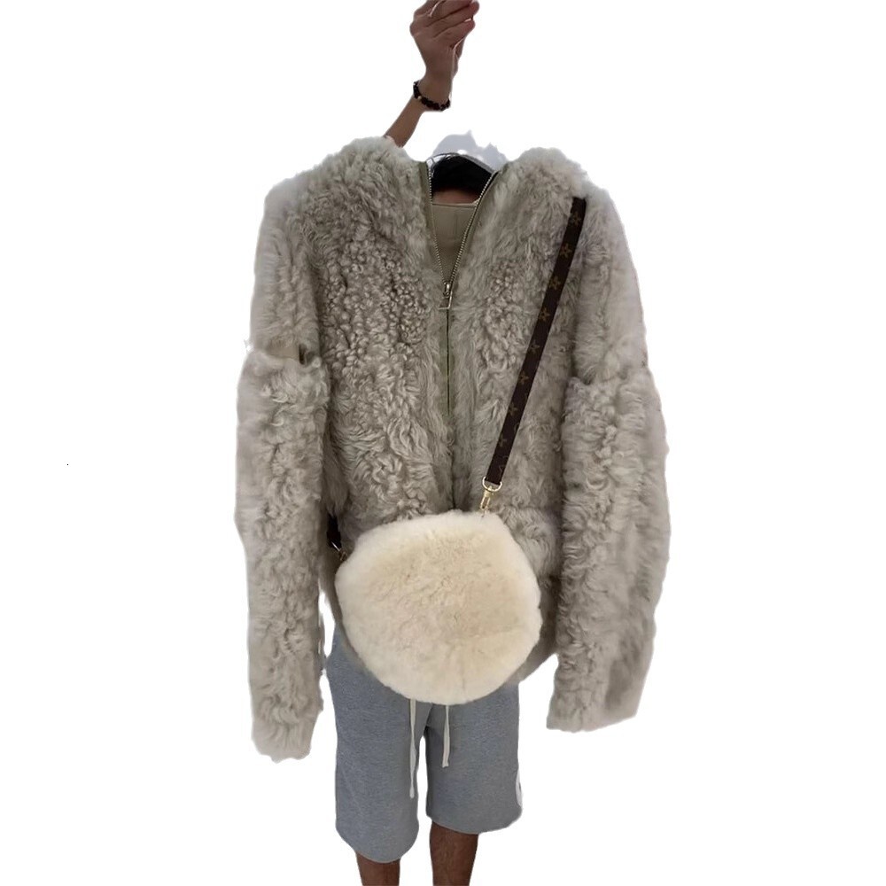 European goods heavy industry design lamb wool hooded top with high-end feel, light luxury imitation fur coat for women in winter