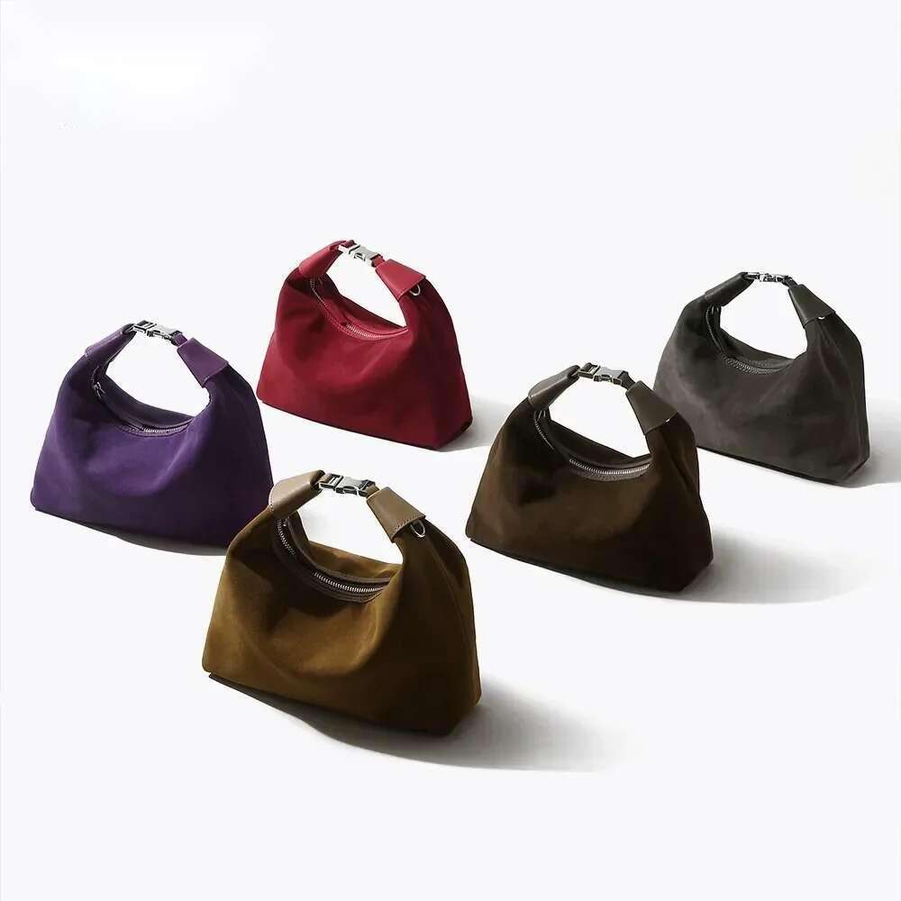 Top Quality Women Suede Cowhide Leather Lunch Box Bag Chic Handbag Lady Commuting Purse Daily Tote