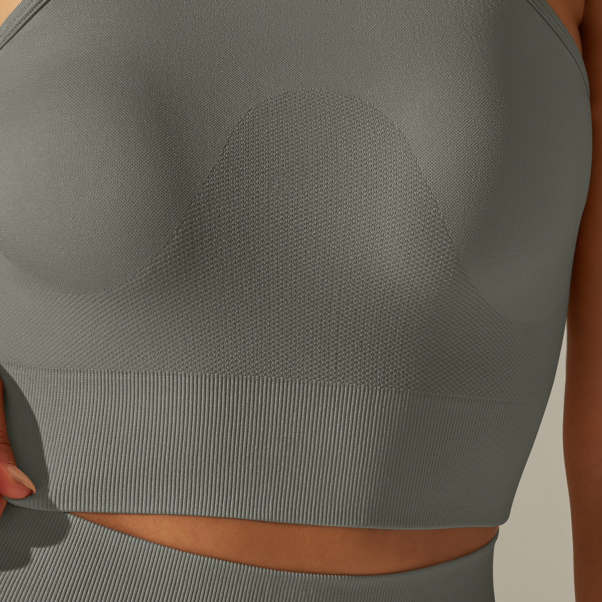 leggings Seamless tight fitting medium length solid color high stretch vest top, sports running fitness yoga suit tracksuit