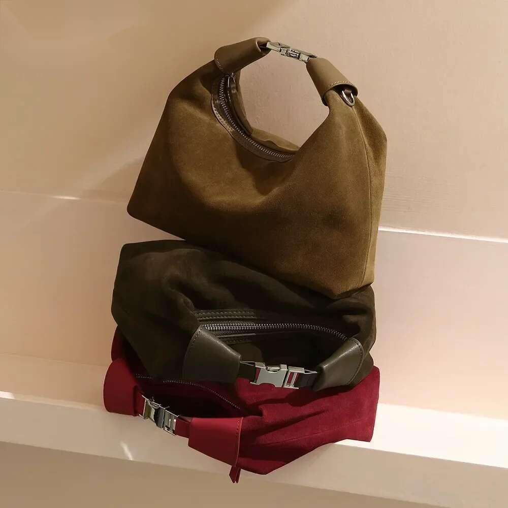 Top Quality Women Suede Cowhide Leather Lunch Box Bag Chic Handbag Lady Commuting Purse Daily Tote