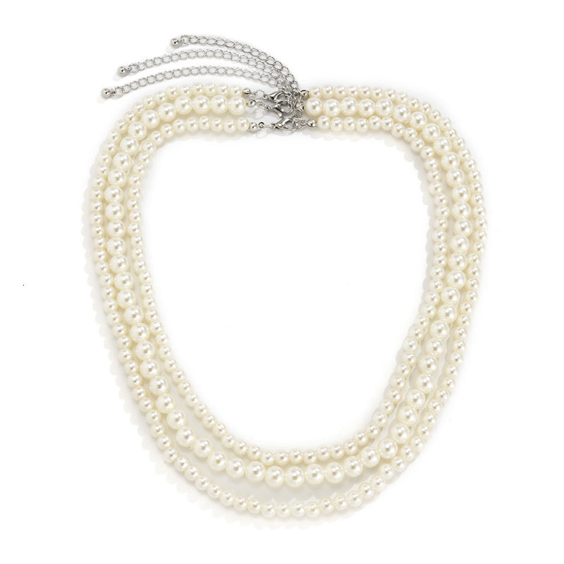 Three Layers With Imitation Pearl Necklace Men's Artificial Pearl Multi-layer Long Sweater Chain Jewelry