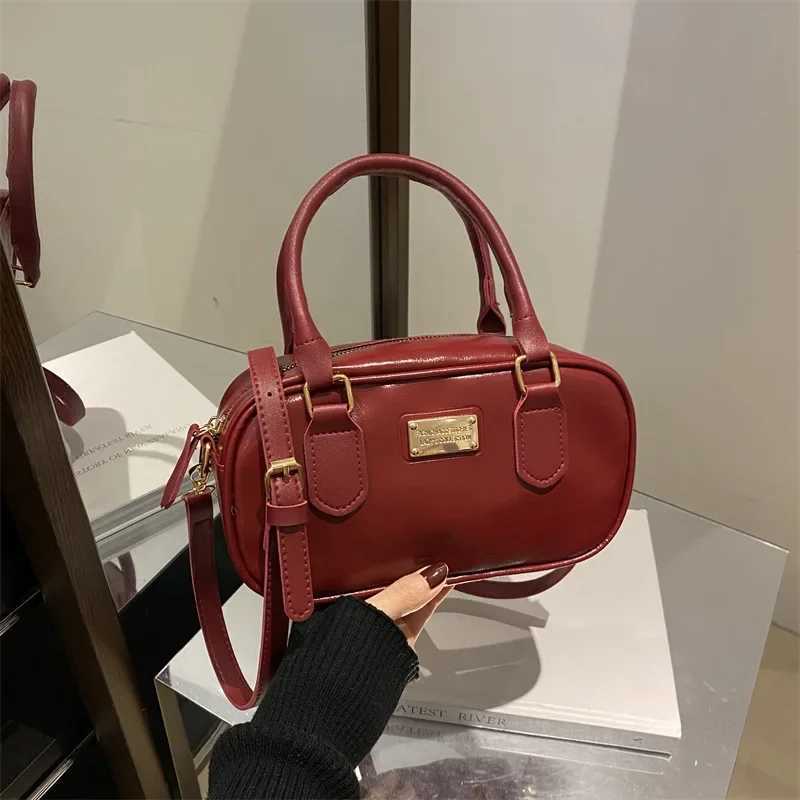 Womens Bowling Wen Top-handle Shoder Bags Pu Leather Ladies Crossbody Bag Vintage Simple Fem Small Handbags Tote Purse Y250318