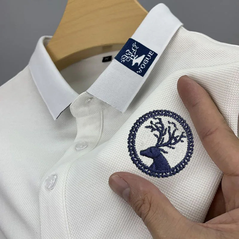 Mens Casual Fashion Polo Shirt Breathable and Comfortable Embroidered Top 250408