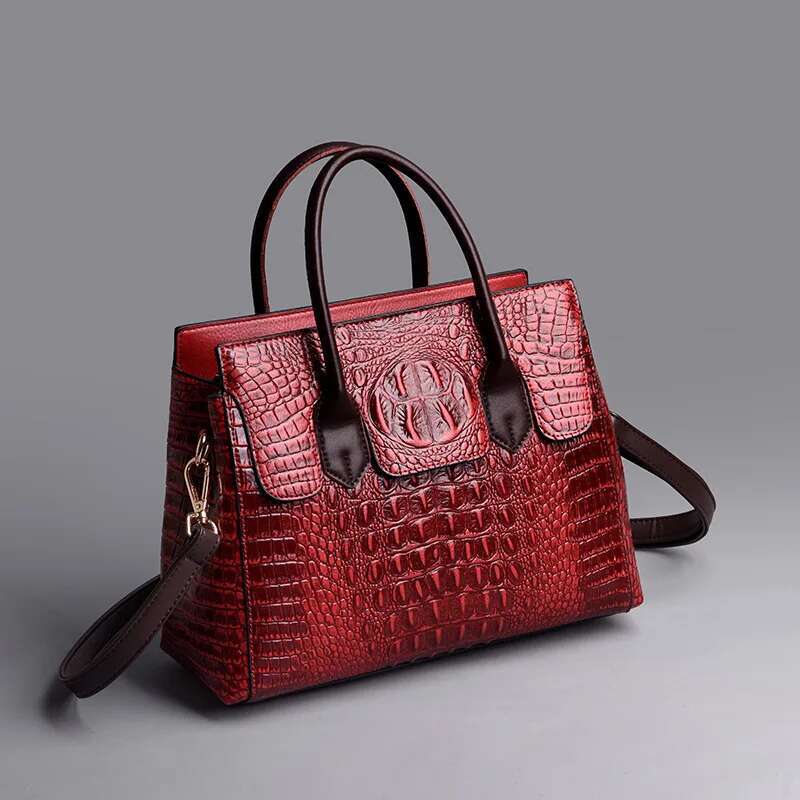 Hot Genuine Leather Shoulder Female Vintage Crocodile Large Totes Crossbody Bag Handbag Women Bags Designer
