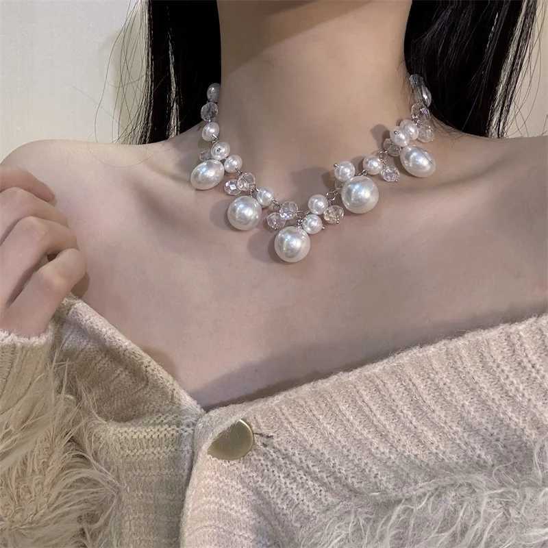 Xiaoluoke Retro Multi Pendant Imitation Pearl Crystal Bead Necklace Womens Elegant Earring Set Jewelry W250318
