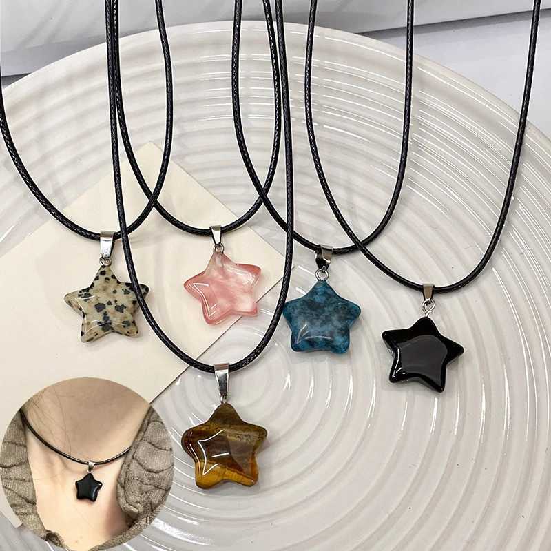 Pentagram Star Crystal Pendant Necklace Sacred Treatment Gemstone Natural Stone Pendant Womens Necklace Crystal Treatment W250318