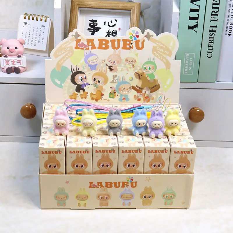 New Cartoon Labubu Resin Plush Blind Box Pendant Backpack Accessories Desktop Cute Decoration Childrens Surprise Birthday GiftT250318
