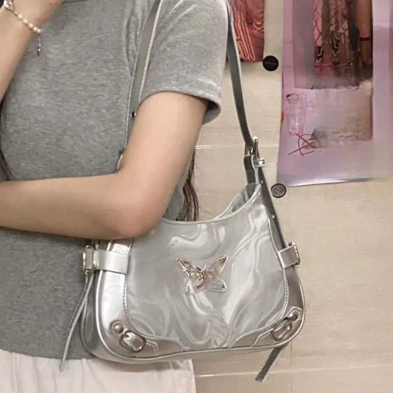 JIAERDI Fairycore Y2k Shoe Bag Warm Girl Leather Half Mo Bag Wallet Fem Motorcycle Messenger Bag Y250318