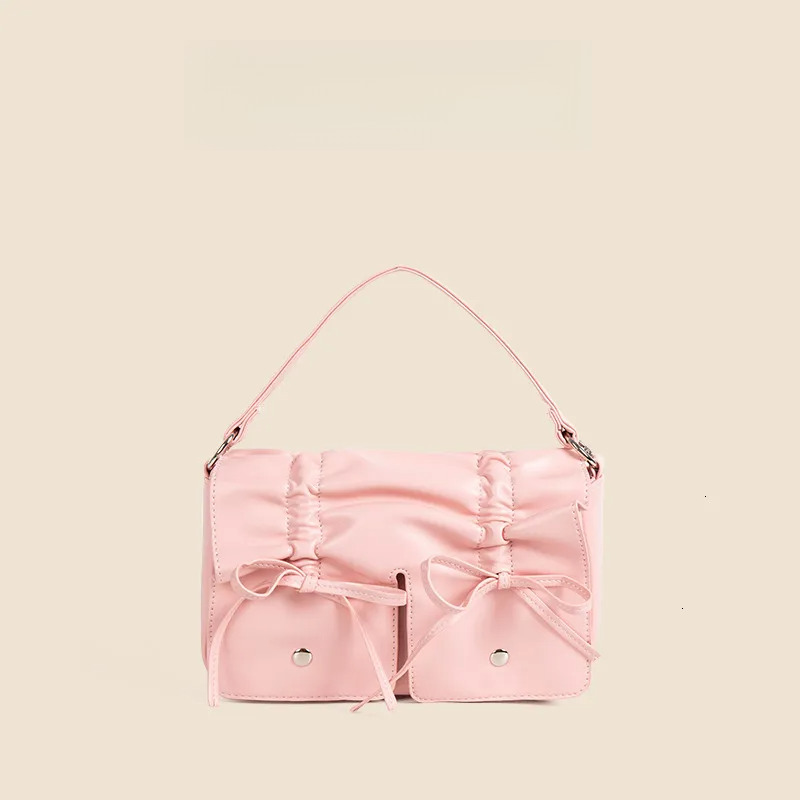 2025 Summer New Butterfly Bow Slant Cute Sweet Fashion Designer Niche Mini Handbag High End Pleated Storage Bag Trendy Crossbody Bag Handbag