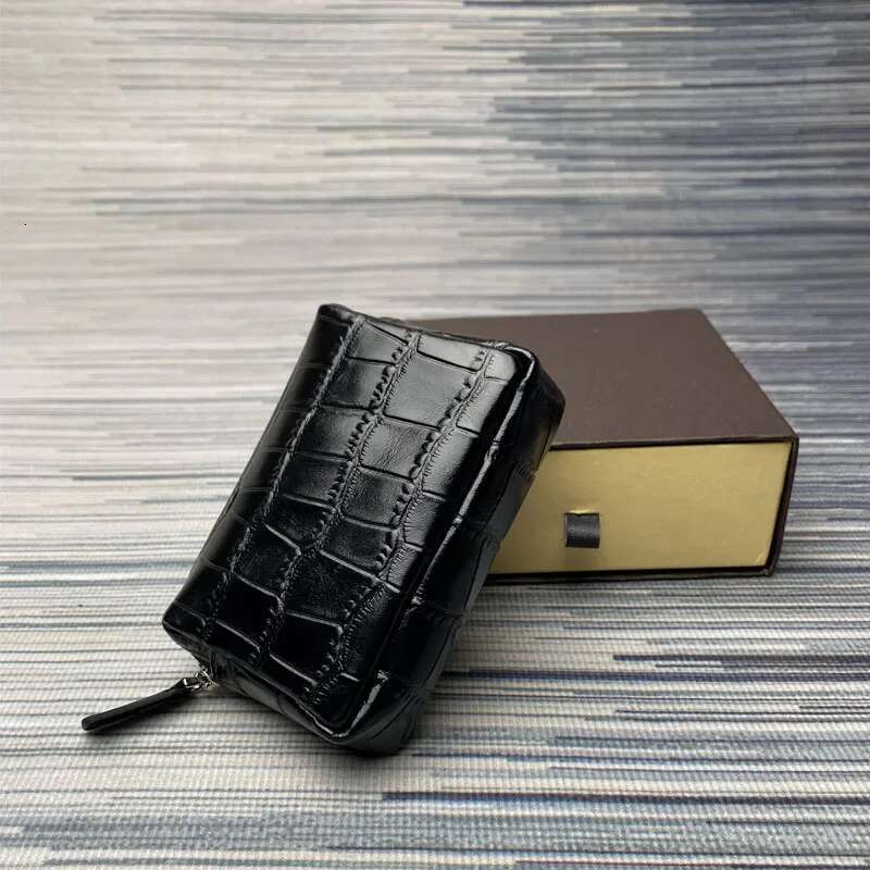 Genuine Leather For Women's Mini Purse Top Change Bag Portable Cowhide Crocodile Leisure Coin Storage Zipper Wallet