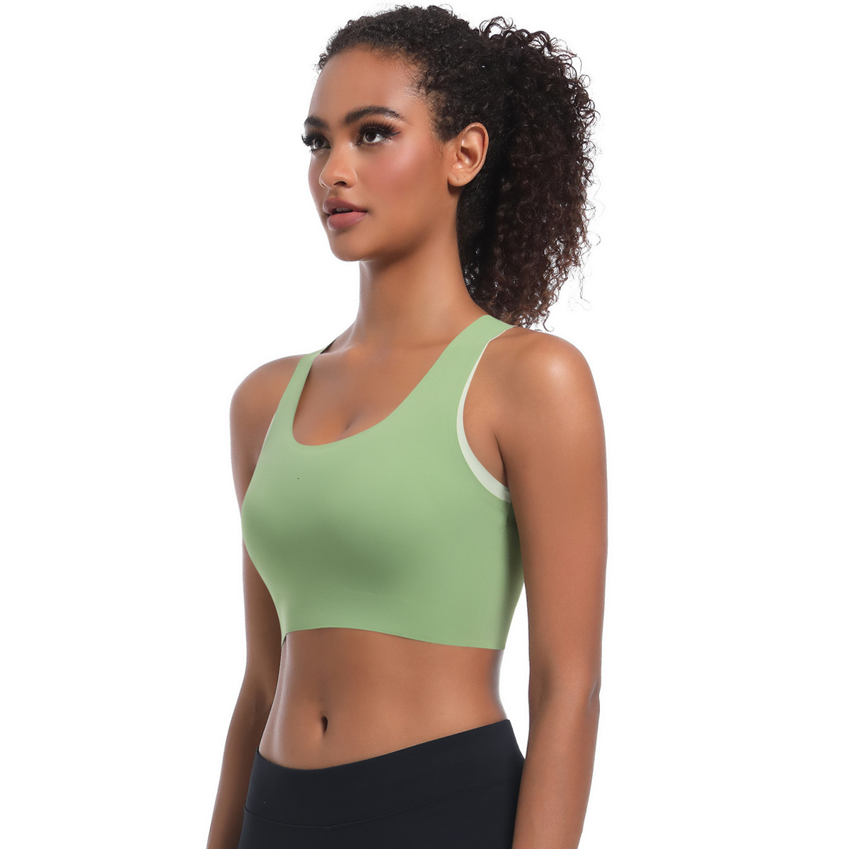 New tracksuit dual seamless nude sports bra for women, fixed cup fitness vest bra, yoga suit top leggings
