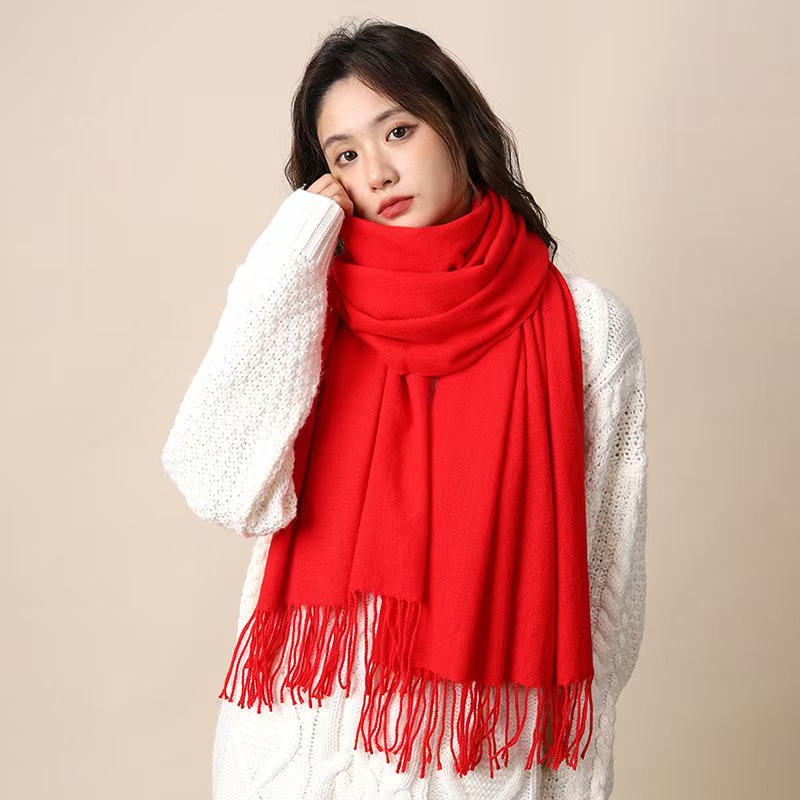K157 Korean solid color scarf Maillard color women's winter long student versatile imitation cashmere men's winter shawl warm