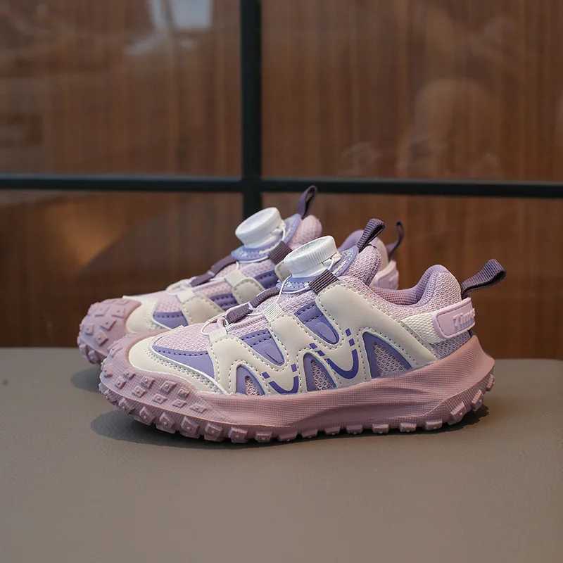 New Knob Boys Sports Running Striped Running Shoes Casual Sports Shoes Outdoor Breathable Mesh Girls Anti Slip Training Shoes I03076 W250318