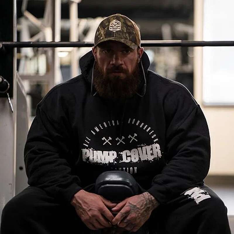 Autumn And Winter Men's Gym Wool Pullovers Sweatshirts Men Fleece Hoodies Stringer Bodybuilding Fiess Casual Coat
