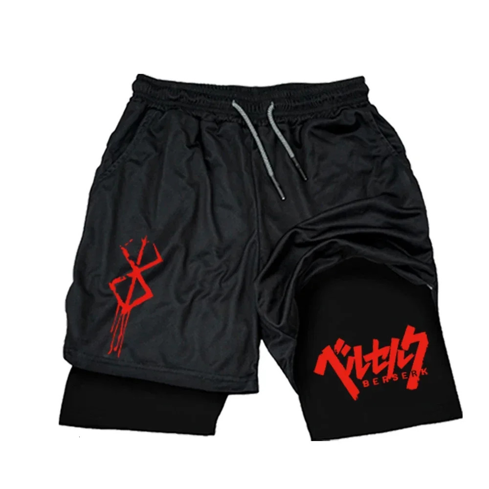 Mens Sports Streetwear Summer Breathable Casual T-shirt Set Outdoor Fitness 2-in-1 Compression Shorts Workout Track Clothes 250318