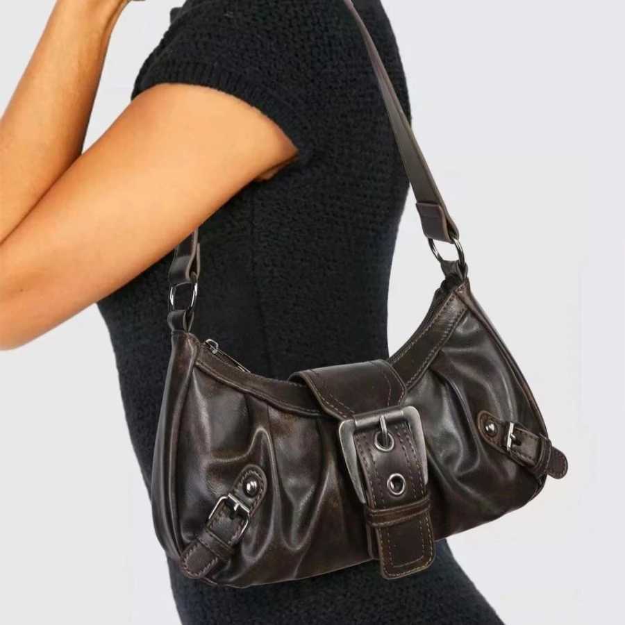 Retro Handbag Used for Shoder Bag Small PU Leather Designer Messenger Bag Y2K Womens Handbag Bolsas Y250318