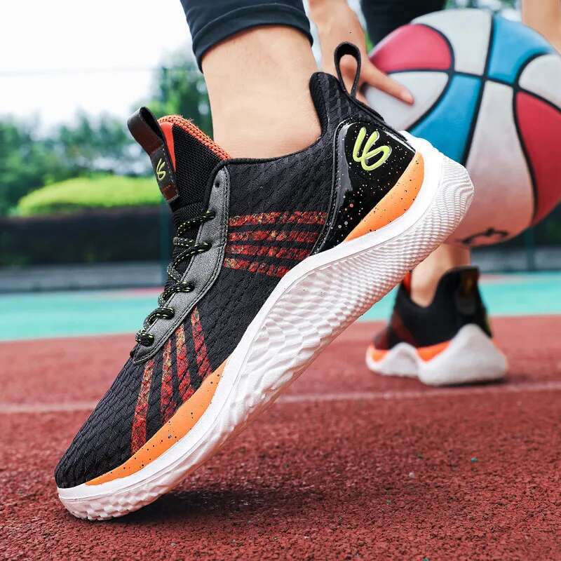 Fashion Orange Basketball Sports Unisex Outdoor Breathable Mens Basket Sneakers Non-slip Men Athletic Shoes Big Size 36-46