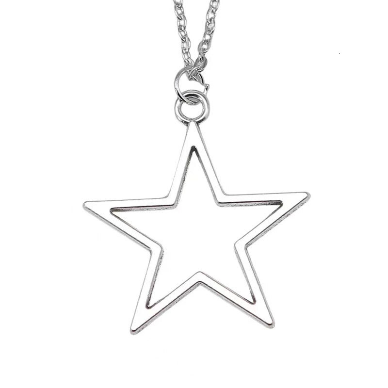 Hollow-out Large Pentagram Pendant Necklace Women's Fashion Simple Vintage Choker Collarbone Chain Jewelry